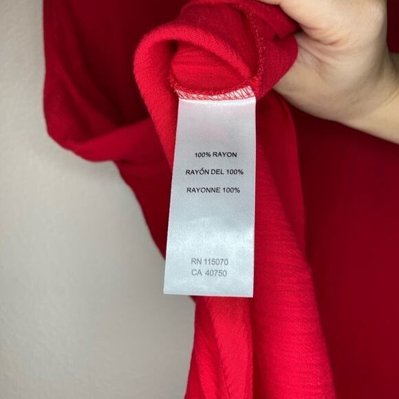 Hailey Lyn Red Sleeveless Rayon V-Neck Button Up Tie Front Loose Fit Medium - Picture 4 of 4